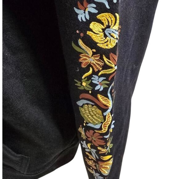 SCOTCH & SODA Men's Black Hoodie with Floral Embroidered Sleeve Design New Small - Picture 4 of 10